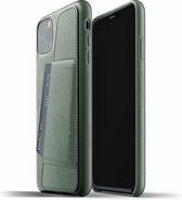 Mujjo iPhone 11 Pro Max Full Leather Wallet Case - Leren Telefoonhoesje - Groen - Premium leer - Pasjeshouder voor 3 pasjes - Telefoon cover - Portemonnee hoesje - Slimfit - 1.8mm