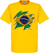 Brazilië Ripped Flag T-Shirt - M
