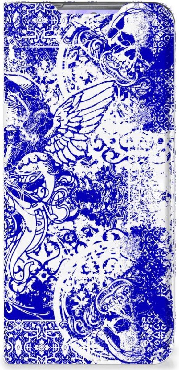 Mobiel BookCase Samsung Galaxy S20 Angel Skull Blauw