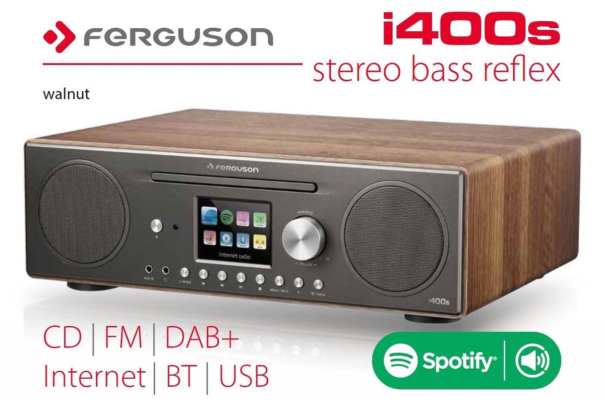 Ferguson i400 - Spotify - DAB+-Internetradio - FM radio - CD speler - Bruin  | bol.com