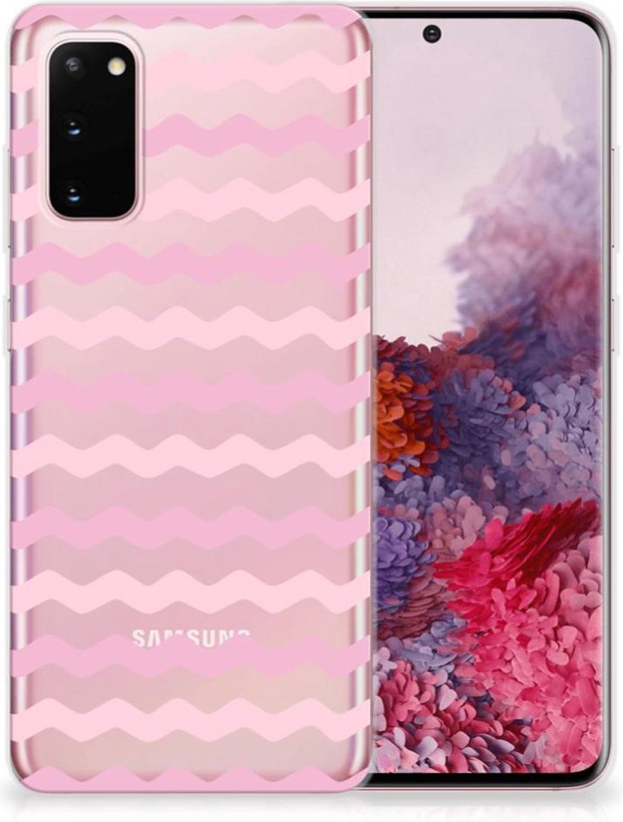Samsung Galaxy S20 TPU bumper Waves Roze