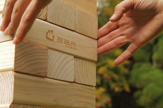 Thumbnail van een extra afbeelding van het spel Giga Stapeltoren, tot 150 cm hoog! Uit ECO India hout - in supermooie draagtas - Sterk en met Draaghengsels -  Klasse en Geweldig