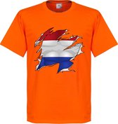 Holland Ripped Flag T-Shirt - Oranje - M