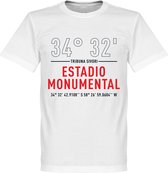 River Plate Estadio Monumental Coördinaten T-Shirt - Wit - XXXXL