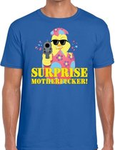 Fout paas t-shirt blauw surprise motherfucker voor heren L