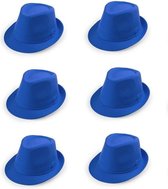 6x Blauw trilby verkleed hoedjes voor volwassenen