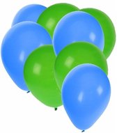 50x ballonnen groen en blauw - knoopballonnen
