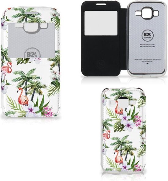 Telefoonhoesje met Pasjes Samsung Galaxy Core Prime Flamingo Palms | bol.com