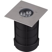 LED Grondspot - Trion Baliyi - Inbouw Vierkant - 3W - Waterdicht IP65 - Warm Wit 3000K - Mat Nikkel - RVS