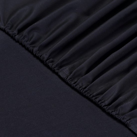 VISION Hoeslaken - 180x200 cm met ruime hoek van 30cm - Geschikt voor boxspring matras - Zwart - 100% katoen