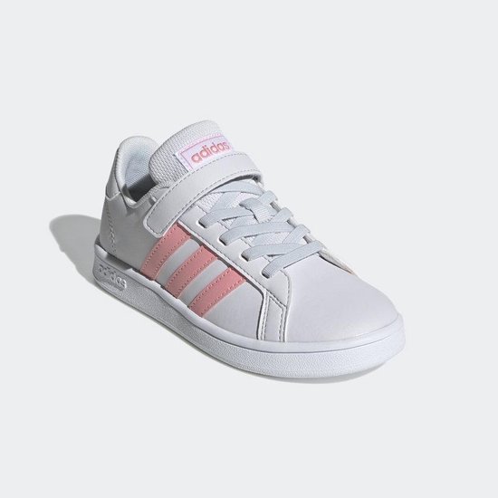 adidas - Grand Court C - Sneakers - Meisjes - Wit/Roze | bol.com