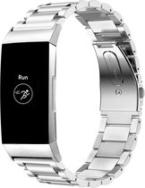 Stalen Smartwatch bandje - Geschikt voor  Fitbit Charge 4 stalen band - zilver - Horlogeband / Polsband / Armband