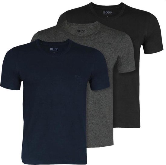 Hugo Boss 3-pack heren t-shirts - blauw/grijs/zwart | bol.com