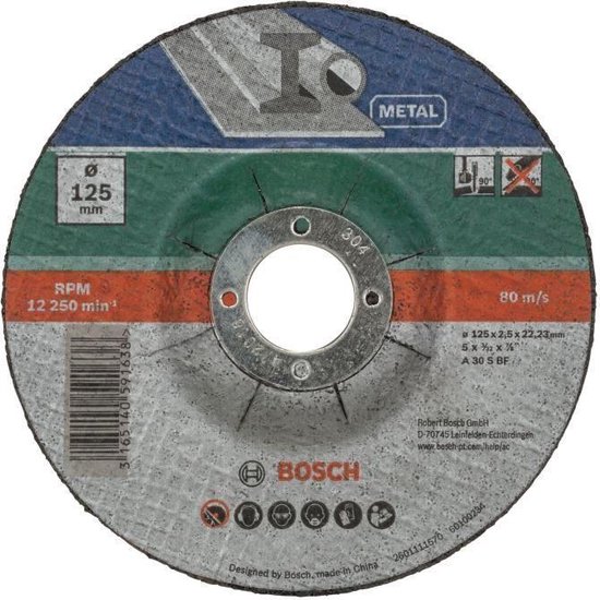 Bosch slijpschijven set - Voor 125 x 2,5 mm - gebogen - 5 | bol.com