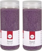 2x Fijn decoratie zand lila 475 ml - Zandkorrels - Hobby/decoratiemateriaal