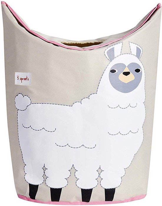 3 Sprouts - Laundry Hamper - White Llama
