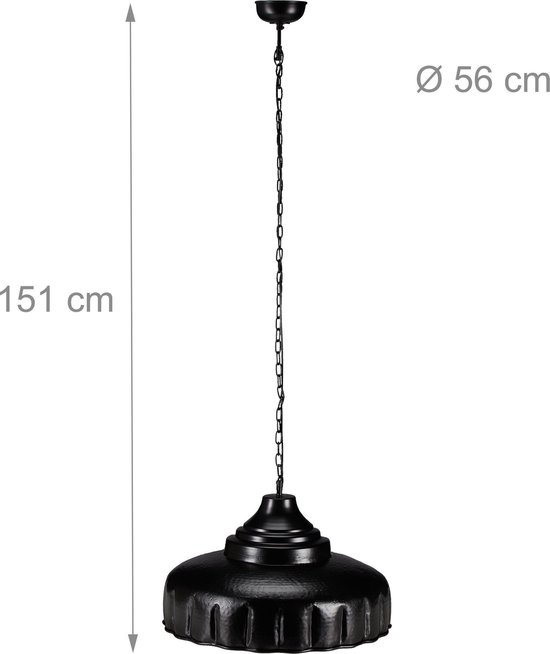 relaxdays hanglamp industrieel - eettafel lamp - plafondlamp - industriele lamp - vintage zwart - Relaxdays