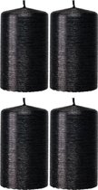 4x Zwarte cilinderkaarsen/stompkaarsen 6 x 10 cm 25 branduren - Geurloze zwartkleurige kaarsen - Woondecoraties