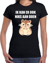 Ik kan er ook niks aan doen hamsteren t-shirt zwart voor dames L