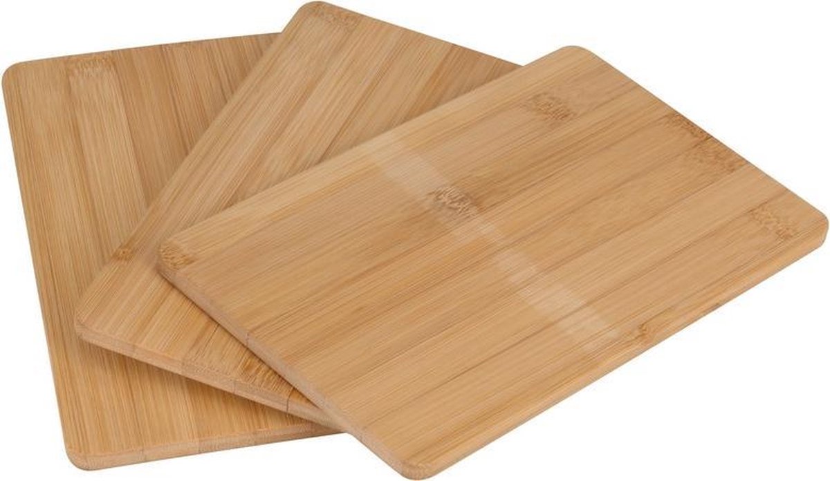 3x Snijplanken/broodplanken bamboe hout rechthoek 22 - Snijplanken voor groente,... | bol.com