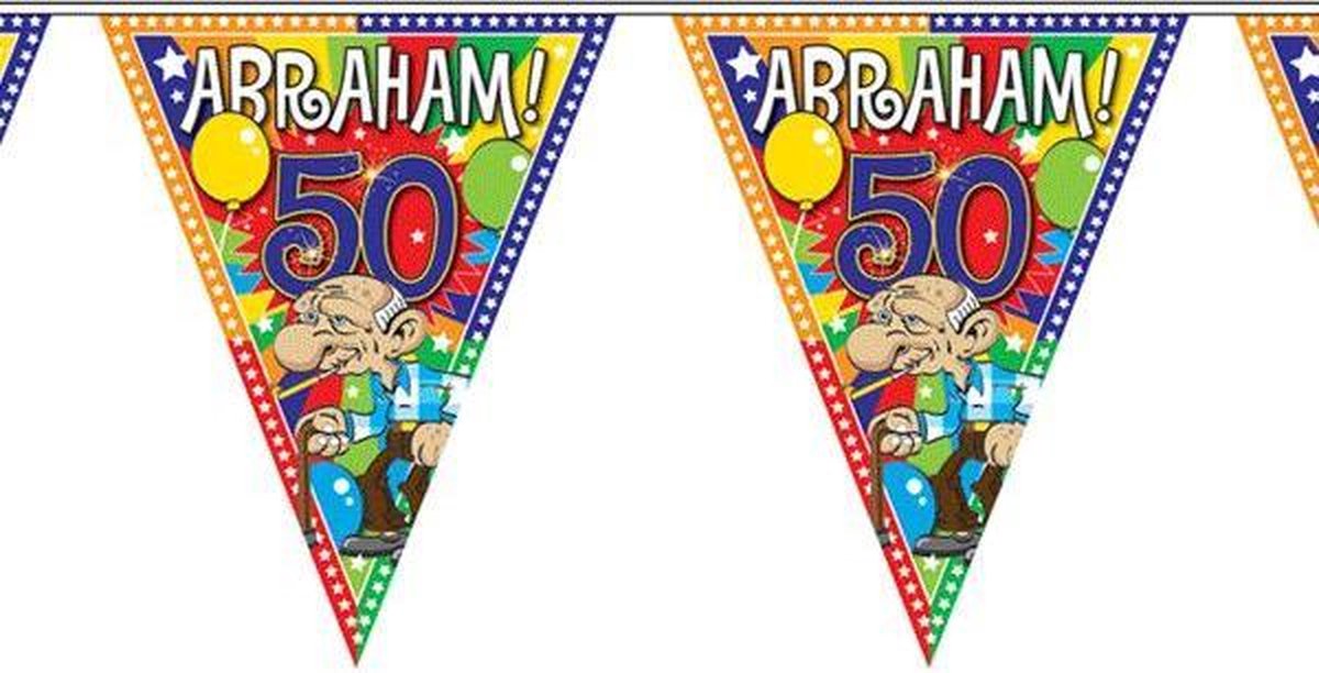 Leeftijd versiering vlaggenlijn / vlaggetjes / slinger Abraham 50 jaar geworden thema 10 meter - Merkloos