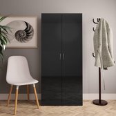 Schoenenkast 80x35,5x180 cm spaanplaat hoogglans zwart