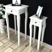 Bijzettafelset met lades wit 2-delig
