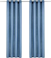 Gordijnen met metalen ringen 2 st 140x225 cm katoen blauw