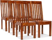 Eetkamerstoelen modern hout met sheesham afwerking 6 st