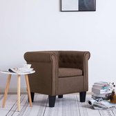 Fauteuil met kussen stof bruin