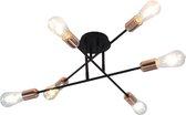 Plafondlamp met filament peren 2 W E27 zwart en koper