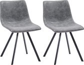 Eetkamerstoelen 2 st kunstleer grijs