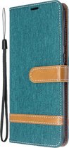 Denim Book Case - Samsung Galaxy S20 Plus Hoesje - Groen