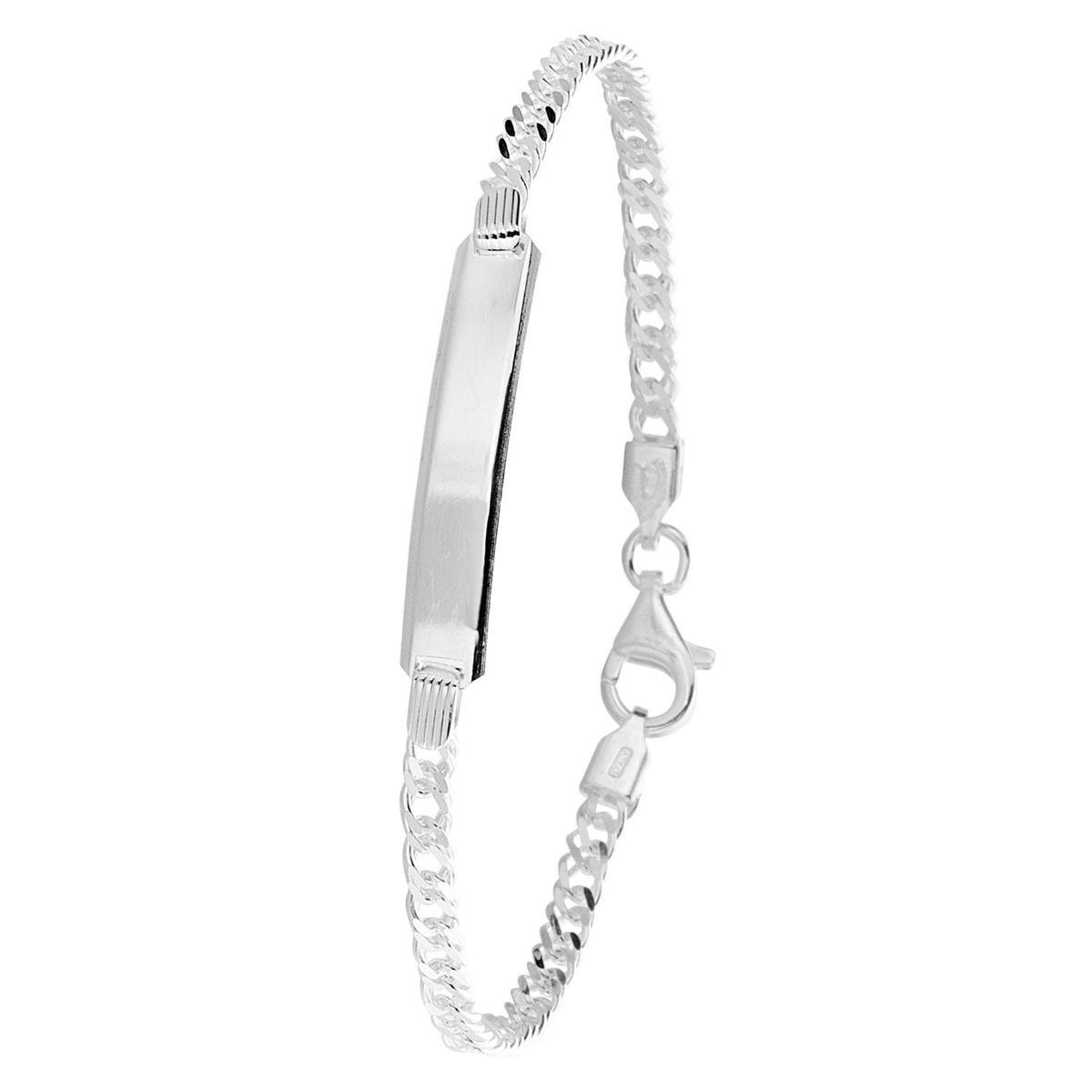 Lucardi Dames Zilveren plaatarmband 19 cm - Armband - 925 Zilver - Zilverkleurig - 19 cm