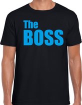 The boss t-shirt zwart met blauwe letters voor heren M