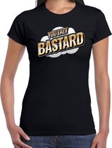 You lazy bastard fun tekst t-shirt voor dames zwart in 3D effe L