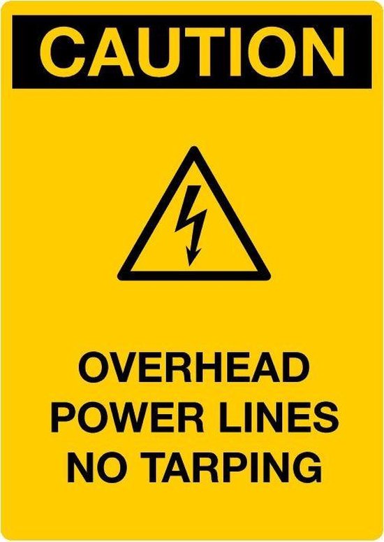 Sticker 'Caution: Overhead power lines no tarping', 210 x 148 mm (A5) | bol