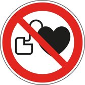 Dubbelzijdige verboden voor pacemakers sticker, 100 mm, P007