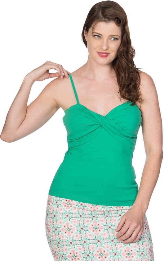 Dancing Days - WRAP FRONT Mouwloze top - 2XL - Groen