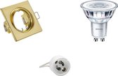 LED Spot Set - GU10 Fitting - Inbouw Vierkant - Mat Goud - Kantelbaar 80mm - Philips - CorePro 827 36D - 4W - Warm Wit 2700K - Dimbaar