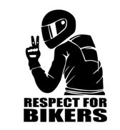 Zwarte respect for bikers autosticker - auto sticker - ca 15 x 15 cm