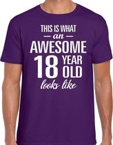 Awesome 18 year / 18 jaar cadeau t-shirt paars heren 2XL