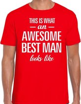 Awesome best man/getuige cadeau t-shirt rood heren S
