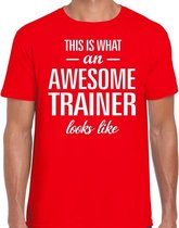 Awesome trainer cadeau t-shirt rood voor heren L
