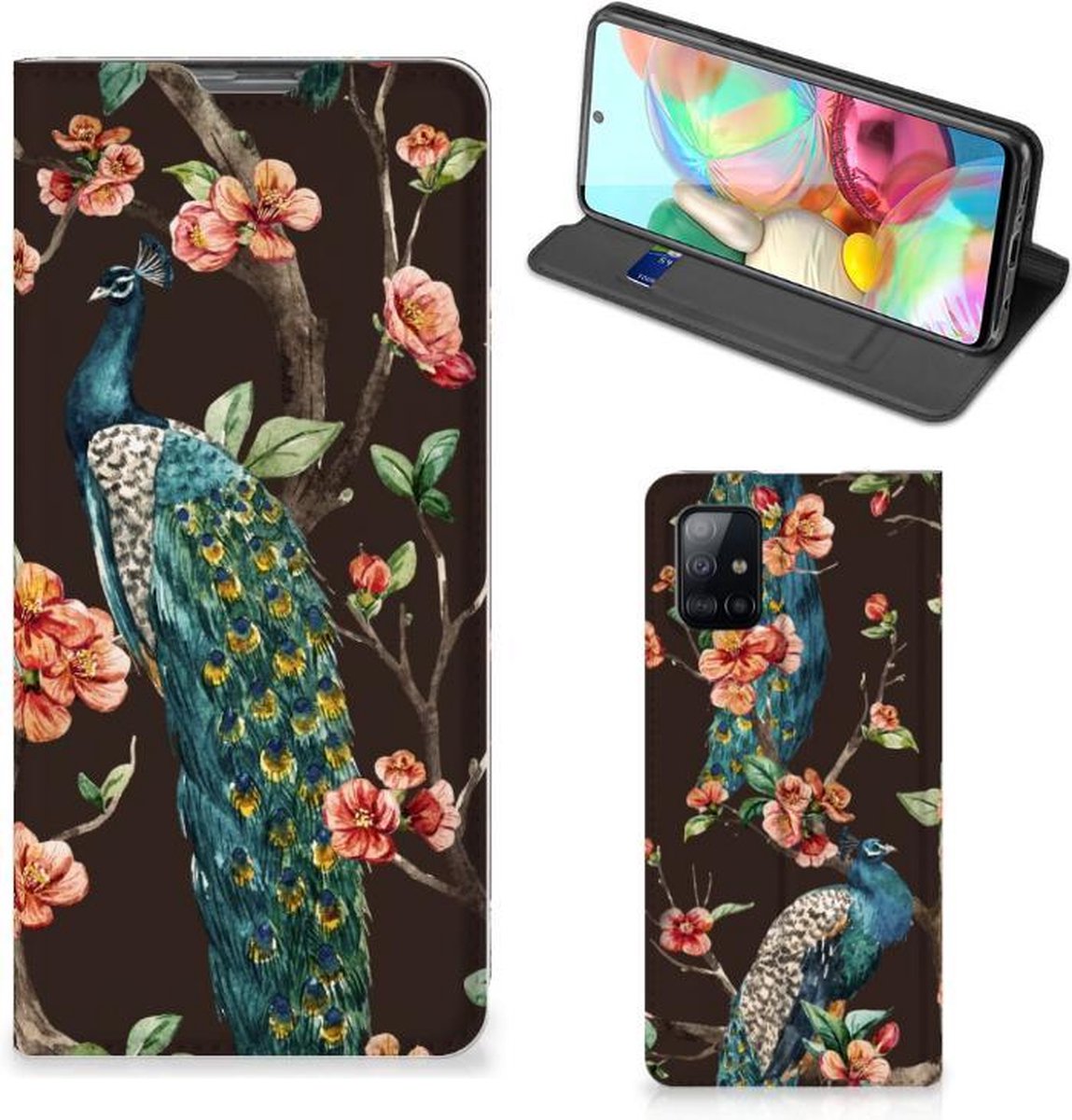 Samsung Galaxy A71 Hoesje maken Pauw met Bloemen