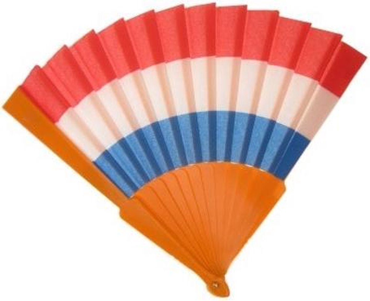 Afbeelding van product Merkloos / Sans marque  Festival waaier Holland - handwaaier - spaanse waaier - festival - Oranje-rood-wit-blauw
