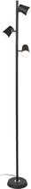 LED Vloerlamp - Trion Narca - 12W - Warm Wit 3000K - 3-lichts - Dimbaar - Rond - Mat Zwart - Aluminium - BES LED