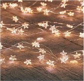 3x Zilveren  sterren kerstverlichting met timer warm wit 1 meter - Sfeerverlichting - Kerstversiering voor binnen gebruik