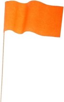 20x Oranje papieren zwaaivlaggetje - Holland supporter/Koningsdag feestartikelen