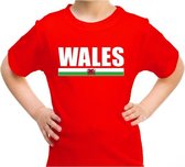 Wales supporter t-shirt rood voor kids - Verenigd Koninkrijk landen shirt - UK supporters kleding 134/140